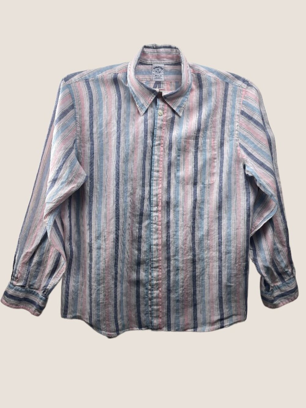 Brooks Brothers Irish Linen Casual Pastel Stripe Button Down Shirt XL